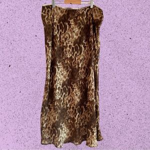 90s vintage maxi leopard print skirt chiffon